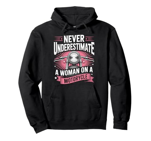 Damen Biker Never Underestimate A Woman Motorrad Pullover Hoodie von Motorbike Rider Design Apparel
