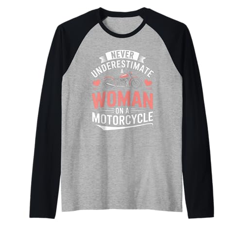 Damen Biker Never Underestimate A Woman Motorrad Raglan von Motorbike Rider Design Apparel