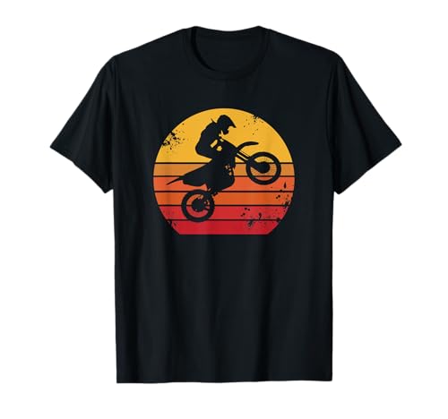 Motorcross - Vintage Retro T-Shirt für Damen, Herren und Mädchen in Schwarz mit Cartoon-Muster und Kurzarm in klassischer Passform, Größe S Motorcross - Vintage Retro T-Shirt für Damen, Herren und Mädchen in Schwarz mit Cartoon-Muster und Kurzarm in klassischer Passform, Größe S von Motorcross