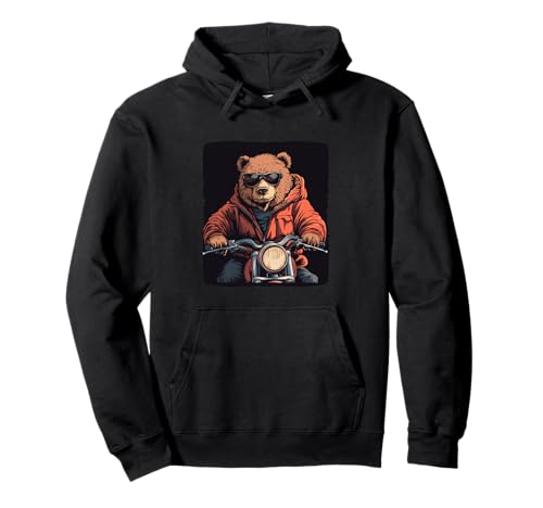 Motorrad und Sonnenbrille Bär Kostüm für Erwachsene und Kinder Pullover Hoodie von Motorcycle Bear