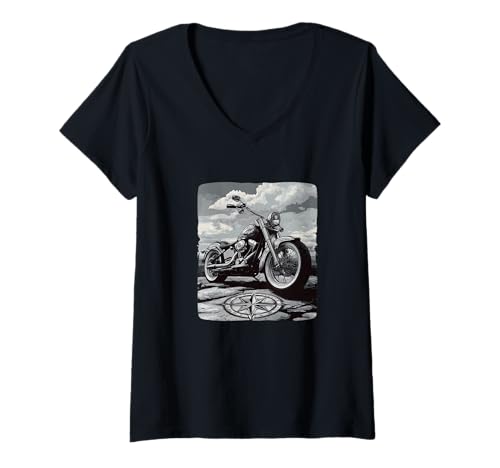 Damen Motorradtrips Kostüm für patriotische Motorradliebhaber T-Shirt mit V-Ausschnitt Damen Motorradtrips Kostüm für patriotische Motorradliebhaber T-Shirt mit V-Ausschnitt von Motorcycle Compass Outfit