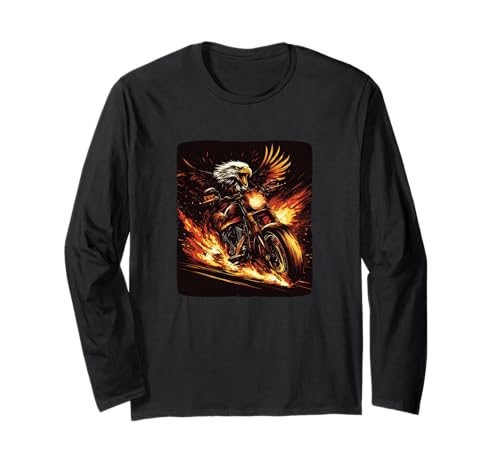 Lustiges Motorrad mit coolen Flammen und Adler für Jungen und Mädchen Langarmshirt Lustiges Motorrad mit coolen Flammen und Adler für Jungen und Mädchen Langarmshirt von Motorcycle Eagle Outfit