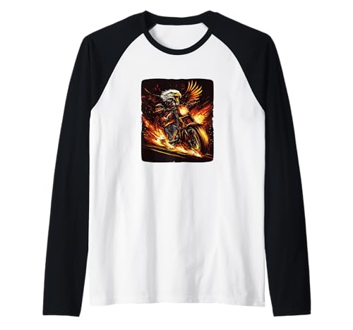 Lustiges Motorrad mit coolen Flammen und Adler für Jungen und Mädchen Raglan Lustiges Motorrad mit coolen Flammen und Adler für Jungen und Mädchen Raglan von Motorcycle Eagle Outfit