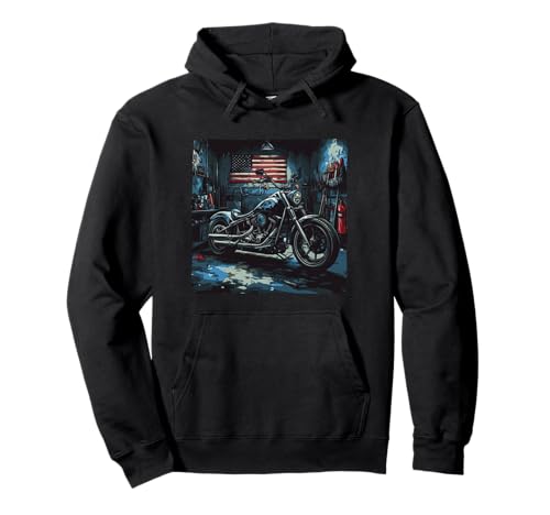 Coole Retro USA Garage mit Motorrad für Jungen und Mädchen Pullover Hoodie von Motorcycle Garage Outfit