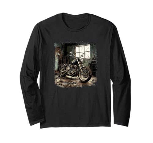 Tolles Motorrad in der Garage für Jungen und Mädchen Langarmshirt von Motorcycle Garage Outfit