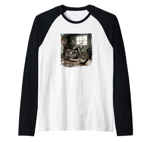 Tolles Motorrad in der Garage für Jungen und Mädchen Raglan von Motorcycle Garage Outfit