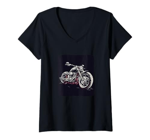Damen Schönes Motorrad-Kostüm für Jungen und Mädchen T-Shirt mit V-Ausschnitt von Motorcycle Outfit
