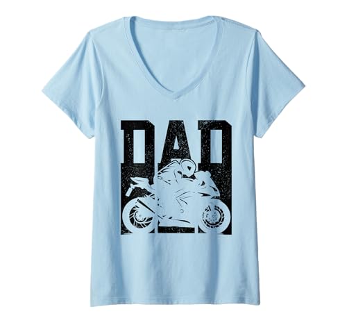 Damen Motorrad Racing Dad Street Bike Sportbike Racer Biker T-Shirt mit V-Ausschnitt von Motorcycle Racing - Biker Dad Apparel & Gifts
