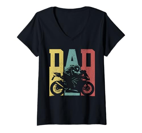 Damen Motorrad Racing Dad Street Bike Sportbike Racer Biker T-Shirt mit V-Ausschnitt von Motorcycle Racing - Biker Dad Apparel & Gifts