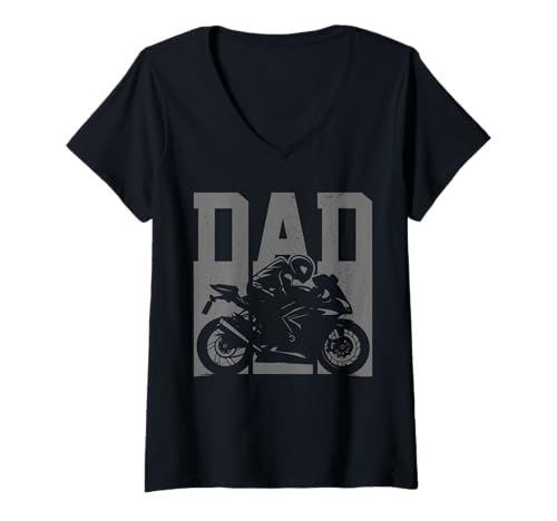 Damen Motorrad Racing Dad Street Bike Sportbike Racer Biker T-Shirt mit V-Ausschnitt von Motorcycle Racing - Biker Dad Apparel & Gifts