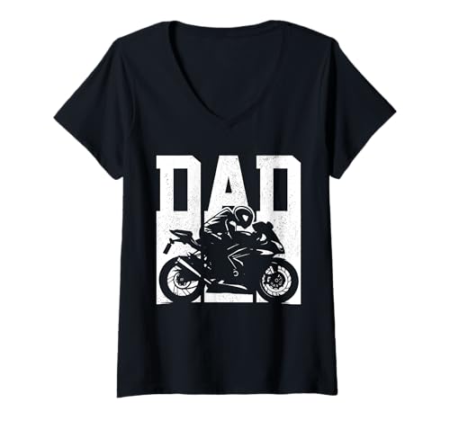 Damen Motorrad Racing Dad Street Bike Sportbike Racer Biker T-Shirt mit V-Ausschnitt von Motorcycle Racing - Biker Dad Apparel & Gifts