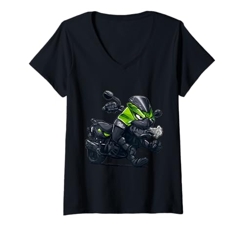 Damen Angry 650 Motorradfahrer Charakter Kunst T-Shirt mit V-Ausschnitt Damen Angry 650 Motorradfahrer Charakter Kunst T-Shirt mit V-Ausschnitt von Motorcycle Throttle Squad Studio