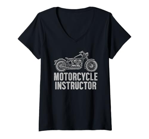 Damen Motorradlehrer, Oldtimer-Motorrad, Fahrlehrer T-Shirt mit V-Ausschnitt Damen Motorradlehrer, Oldtimer-Motorrad, Fahrlehrer T-Shirt mit V-Ausschnitt von Motorcycle instructor apparel