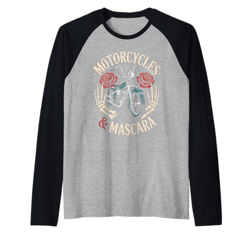 Motorräder und Mascara Biker Girl Women Funny Raglan von Motorcycles Biker Women Apparel