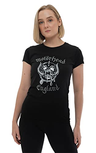 Motorhead T Shirt England Diamante Logo Nue offiziell Damen Skinny Fit Schwarz L von Motorhead