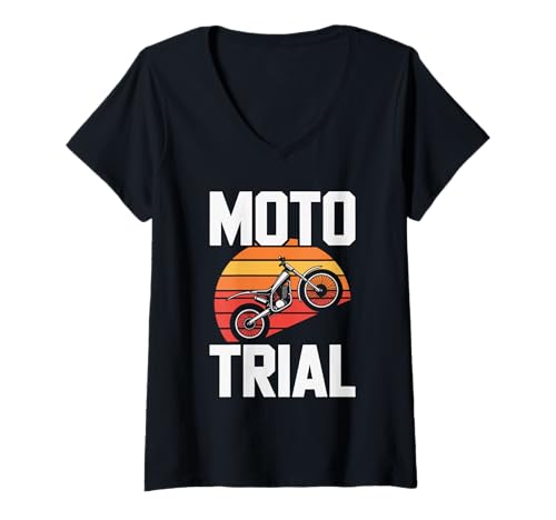 Damen Moto Trial Retro Motorradgefühl T-Shirt mit V-Ausschnitt Damen Moto Trial Retro Motorradgefühl T-Shirt mit V-Ausschnitt von Motorrad Abenteuer Trial Motorsport