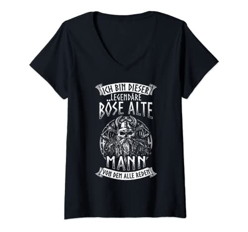 Damen Ich Bin Dieser Legendäre Böse Alte Mann Von Dem Alle Reden T-Shirt mit V-Ausschnitt Damen Ich Bin Dieser Legendäre Böse Alte Mann Von Dem Alle Reden T-Shirt mit V-Ausschnitt von Motorrad Alte Mann Bike Bekleidung & Designs