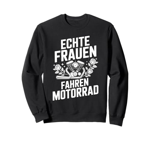 Echte Frauen Fahren Motorrad Vintage Stil Sweatshirt von Motorrad Enthusiasten Frauen Abenteuer