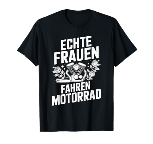 Echte Frauen Fahren Motorrad Vintage Stil T-Shirt Echte Frauen Fahren Motorrad Vintage Stil T-Shirt von Motorrad Enthusiasten Frauen Abenteuer