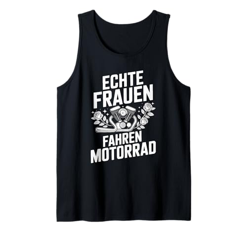 Echte Frauen Fahren Motorrad Vintage Stil Tank Top Echte Frauen Fahren Motorrad Vintage Stil Tank Top von Motorrad Enthusiasten Frauen Abenteuer