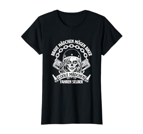 Mutige Mädchen mögen Biker Coole Mädchen fahren selbst T-Shirt von Motorrad Fahrerin Motorradfahren Deko Geschenke