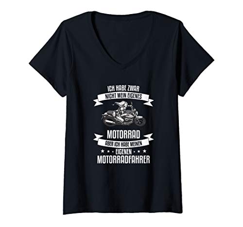 Damen Ich hab zwar kein Motorrad T-Shirt mit V-Ausschnitt Damen Ich hab zwar kein Motorrad T-Shirt mit V-Ausschnitt von Motorrad Geschenke für Motorradfahrer