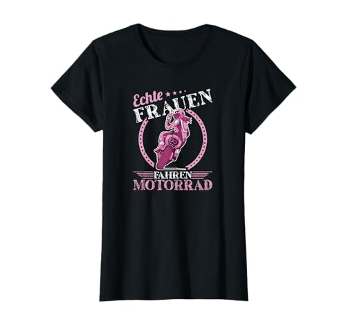 Motorradfahrerin Echte Frauen Fahren Motorrad T-Shirt Motorradfahrerin Echte Frauen Fahren Motorrad T-Shirt von Motorrad Kleidung für Frauen