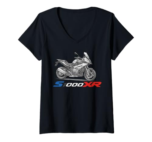 Damen Neu S1000XR Motorrad Illustration Sporttourer Design T-Shirt mit V-Ausschnitt Damen Neu S1000XR Motorrad Illustration Sporttourer Design T-Shirt mit V-Ausschnitt von Motorrad Leidenschaft Garage 2025 Motorsport