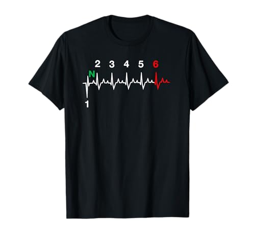 Motorrad Maske Biker Motorradfahrer Geschenk Zweirad T-Shirt Schwarz S Klassische Passform Herzschlag EKG 1N23456 Motorradschaltung Männer von Motorrad Maske Biker Motorradfahrer Geschenk