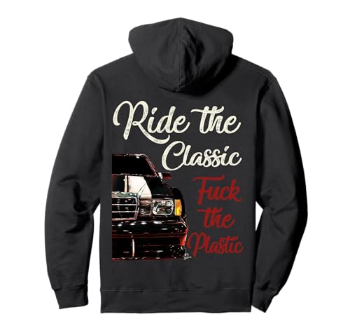 W201 190e Ride the classic f the plastic vintage retro auto Pullover Hoodie von Motorrad und Auto Kollektion by Jean Olivier