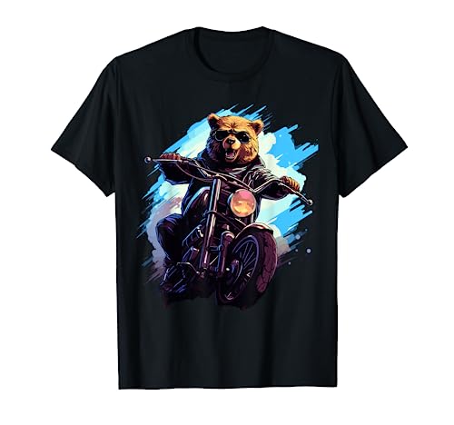 Herren Biker Motorrad Motorradfahrer Bär Biker Papa Opa T-Shirt von Motorradfahrer Biker Motorrad Grafik T-Shirts