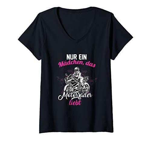 Damen Nur Ein Mädchen Was Motorräder Liebt Lustiges Damen Motorrad T-Shirt mit V-Ausschnitt Damen Nur Ein Mädchen Was Motorräder Liebt Lustiges Damen Motorrad T-Shirt mit V-Ausschnitt von Motorsport Bikerin Geschenke Shop
