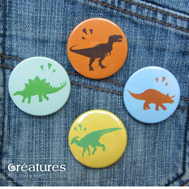 Dinosaurierabzeichen - Tyrannosaurus Rex Stegosaurus Triceratops Parasaurolophus von MotsDouxNomsdOiseaux