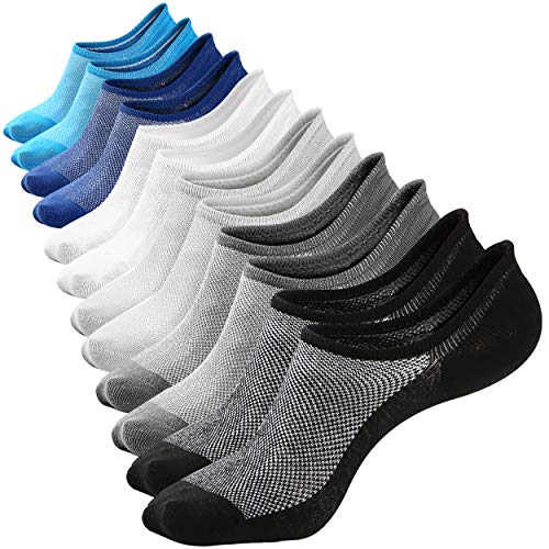 Mottee&Zconia No Show Socke Low Cut Ankle Short Socks for Men Basic Casual Anti skid Cotton Socks with Non Slip Grips, 6 Paar, 44.5-47 EU von Mottee&Zconia