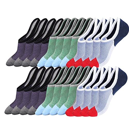 Mottee&Zconia No Show Socken, niedrig geschnitten, Knöchel, kurze Socken für Herren/Damen, einfach, lässig, rutschfest, 12 Stück = 4 rot + 4 blau + 4 lila, 40.5-44.5 EU von Mottee&Zconia