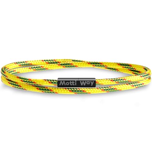 Motti Way Armband Mit Magnetverschluss, Dauerhaft Wasserdicht Gelb Segeltau Unisex Für Herren Und Damen Größe M-L von Motti Way