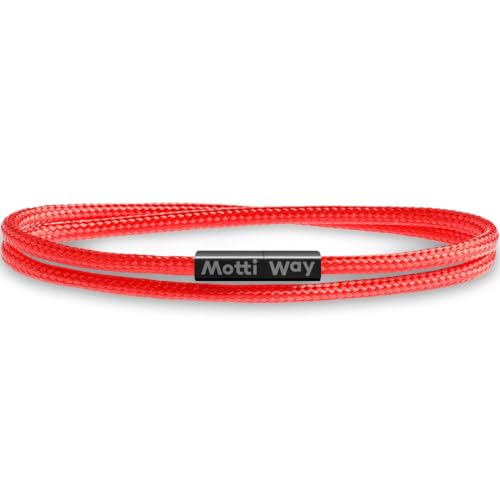 Motti Way Dauerhaft Wasserdicht Rot Armband Für Herren Und Damen, Unisex Segeltau Mit Magnetverschluss Größe S-M von Motti Way