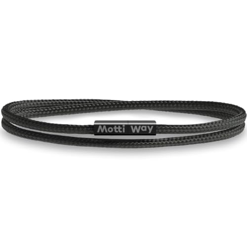 Motti Way Armband Für Herren Und Damen, Schwarz Armband Segeltau Unisex, Dauerhaft Wasserdicht Mit Magnetverschluss Größe L von Motti Way