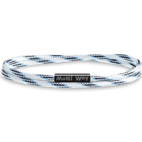 Motti Way Armband Für Herren Und Damen, Dauerhaft Wasserdicht Weiß Segeltau Unisex Mit Magnetverschluss Größe M von Motti Way