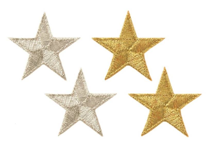 Mono Quick 0650x Sterne, 2Er Pack, Applikation, Bügelbild, Patch, Ca. 3 cm Silber Oder Gold von MottoWelt