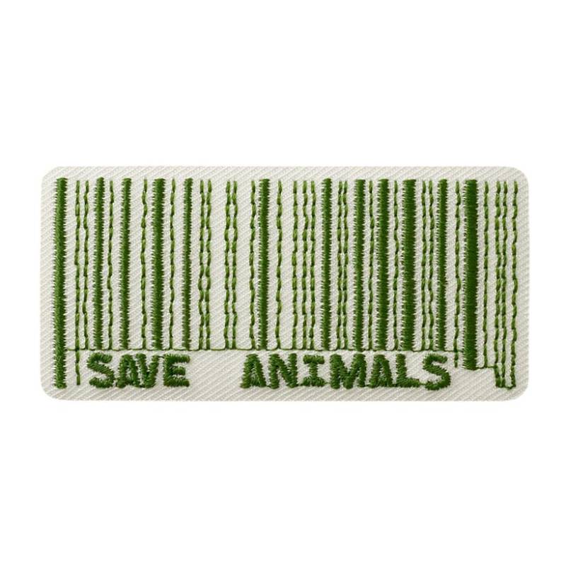 Mono Quick 14128 Recycl-Patch Save Animals Strichcode Bügelbild, Ca. 3 X 6 cm Pet Ean von MottoWelt