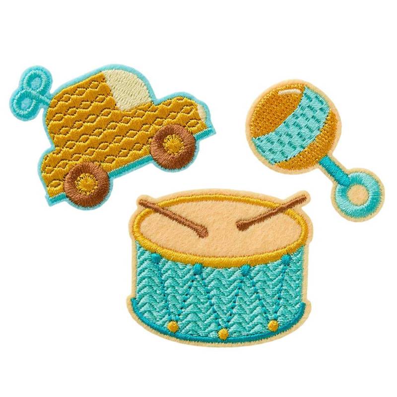 Mono Quick 18104 Create "Babyspielzeug", Applikation Bügelbild Patch Trommel Rassel Auto von MottoWelt