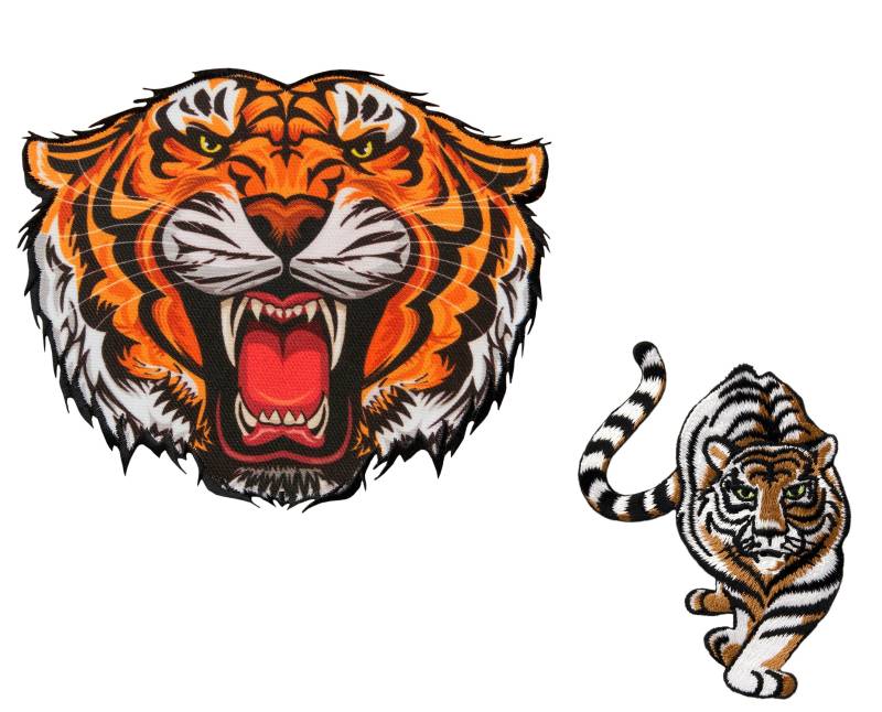 Mono Quick Tiger Applikationen, Bügelbild - Aufnäher Aufbügler Patches, Maxi Tigerkopf von MottoWelt
