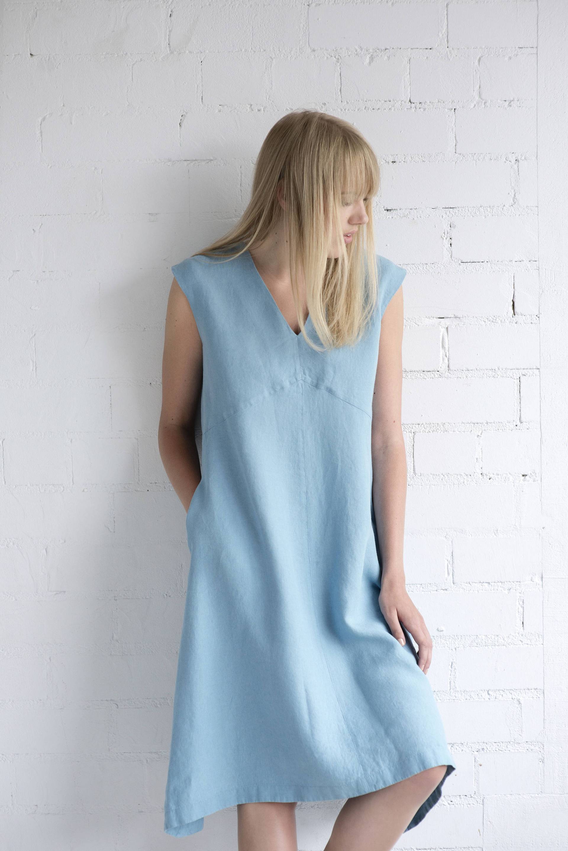 Leinen Kleid Motumo - 17S3/Handgemachte Locker Und Ärmellose Sommer V Ausschnitt Gewaschen Leinen Kleid Motumo - 17S3/Handgemachte Locker Und Ärmellose Sommer V Ausschnitt Gewaschen von MotumoLinen