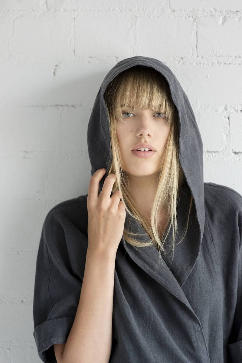 Leinen Kleid Motumo - 17S7/Handmade Gewickelt Sommerkleid Mit Gürtel Und Kapuze Gewaschen von MotumoLinen