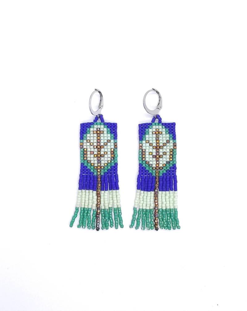 Perlenfransenohrringe, Handgefertigter Perlen-Schmuck, Natur-stil Ohrringe von MotylShop