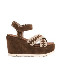 Mou Braune Wildleder Wedges Sandalen von Mou