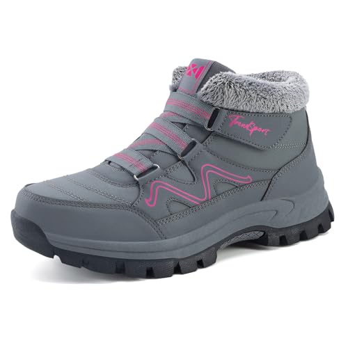 Moudn Damen Winterstiefel warme Winterstiefelette mit Fellfutter rutschfeste Wanderstiefelette für Damen Outdoor-Wander- und Arbeitsschuhe von Moudn
