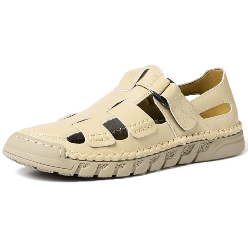 Moudn Sandalen Herren Leder Outdoor lässige Sommer Sportsandale mit geschlossener Spitze Strandsandalen Fischer für Herren von Moudn