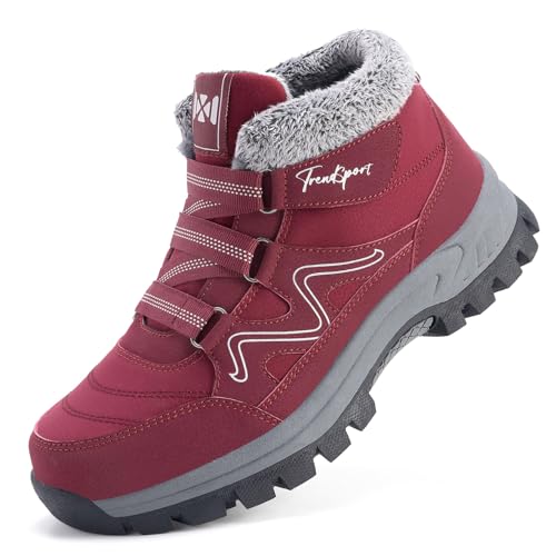 Moudn Stiefeletten für Damen damen winterstiefel gefüttert warmes Futter Damen Stiefel winter Thermo-Stiefeletten mit rutschfester Sohle von Moudn